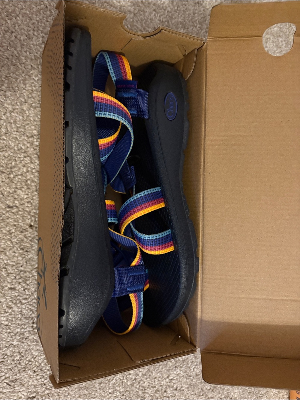 Chaco Women's Navy Sandals with Rainbow Straps